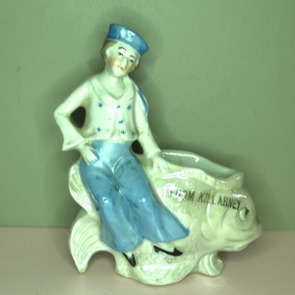 Vintage Figurine Souvenir Of Ireland Sailorboy On Fish Lettering From Ki… - Picture 1 of 7